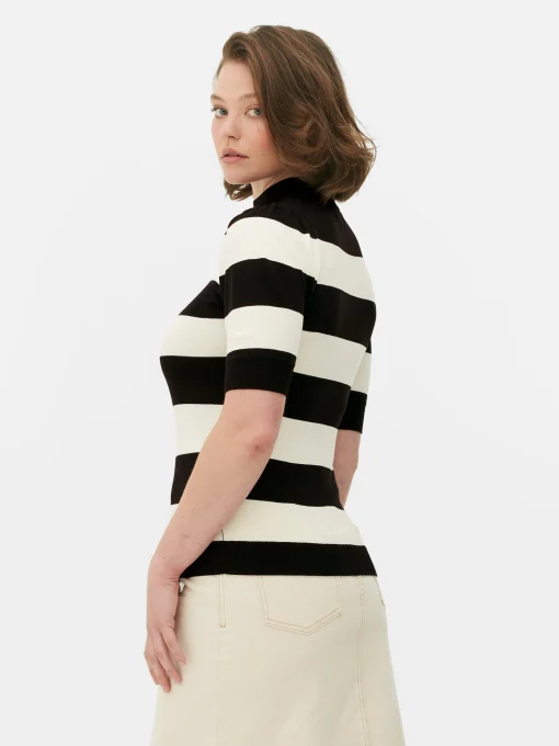 High Neck Puff Sleeve Knit Top
