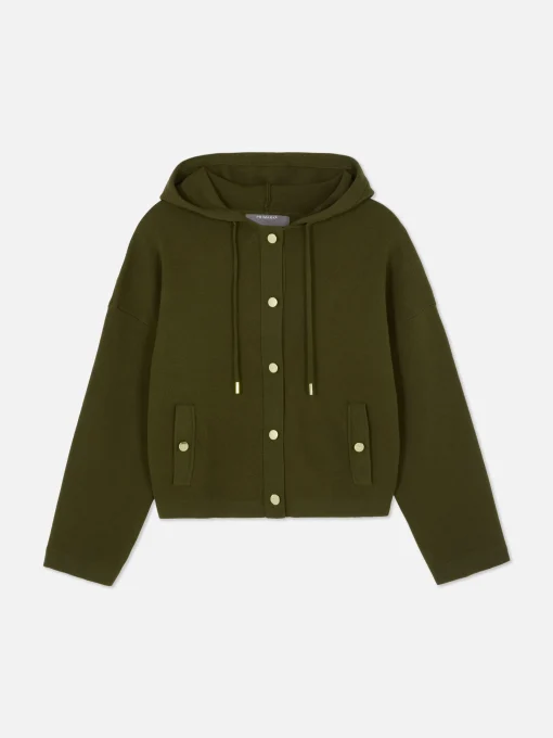 Hooded Knit Bomber Jacket