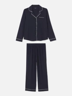 Jersey Knit Long Sleeve Boyfriend Pajama Set