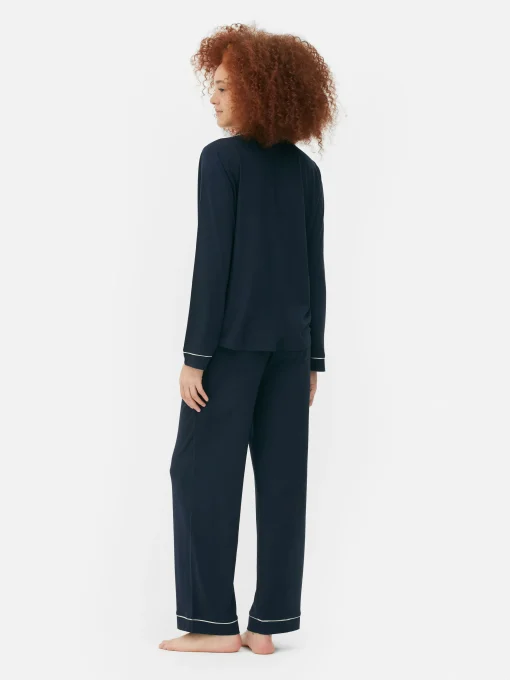 Jersey Knit Long Sleeve Boyfriend Pajama Set