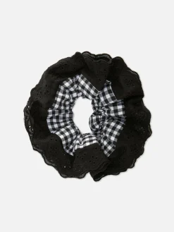 Jumbo Gingham And Lace Scrunchie