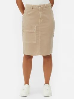 Knee Length Cargo Skirt
