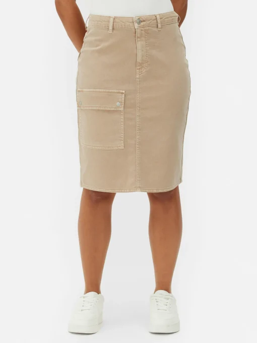 Knee Length Cargo Skirt