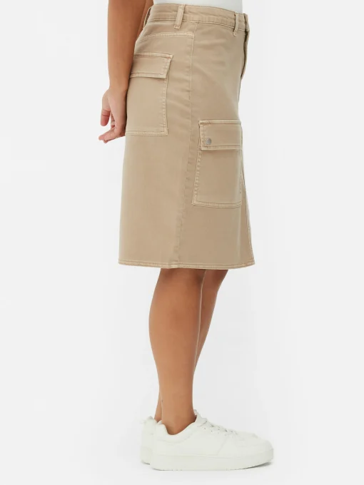 Knee Length Cargo Skirt