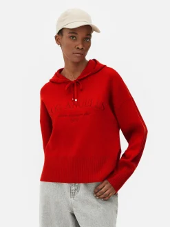 Knitted Pullover Slogan Hoodie
