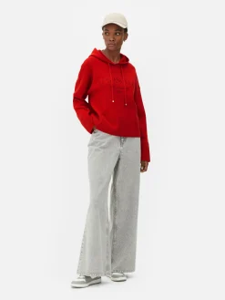 Knitted Pullover Slogan Hoodie