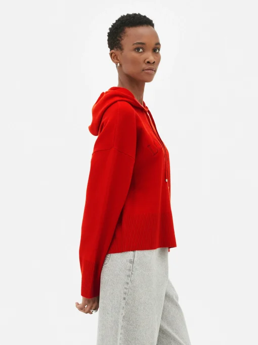 Knitted Pullover Slogan Hoodie