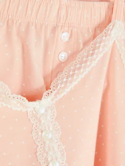 Lace Trim Pajama Cami And Shorts Set