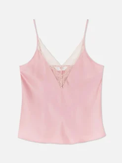 Lace Trim Satin Pajama Cami