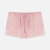 Lace Trim Satin Pajama Shorts