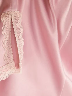 Lace Trim Satin Pajama Shorts