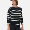 Laced Shoulder Striped Sweater