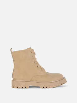 Lace-Up Faux Suede Boots
