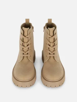 Lace-Up Faux Suede Boots