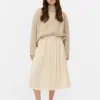 Ladder Stripe Buttoned Midi Skirt