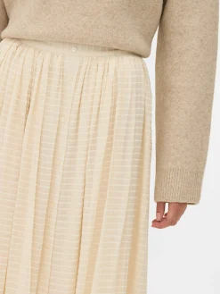 Ladder Stripe Buttoned Midi Skirt