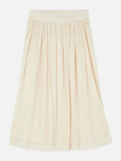 Ladder Stripe Buttoned Midi Skirt