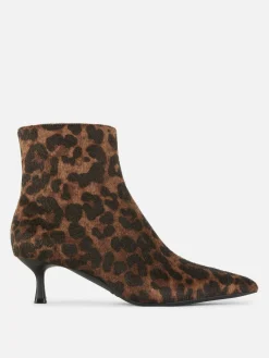 Leopard Print Kitten Heel Boots