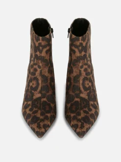 Leopard Print Kitten Heel Boots
