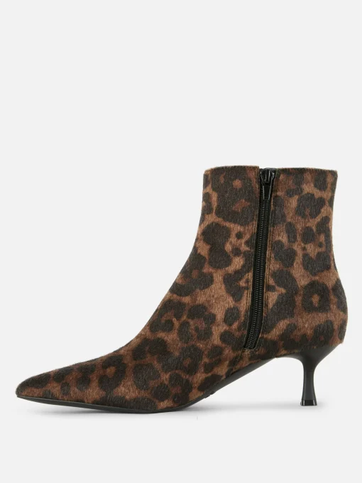 Leopard Print Kitten Heel Boots