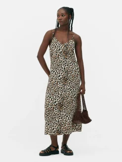 Leopard Print Midi Slip Dress
