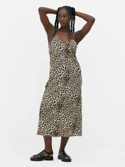 Leopard Print Midi Slip Dress