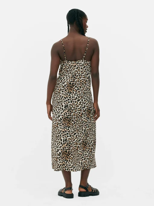 Leopard Print Midi Slip Dress