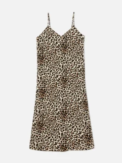 Leopard Print Midi Slip Dress