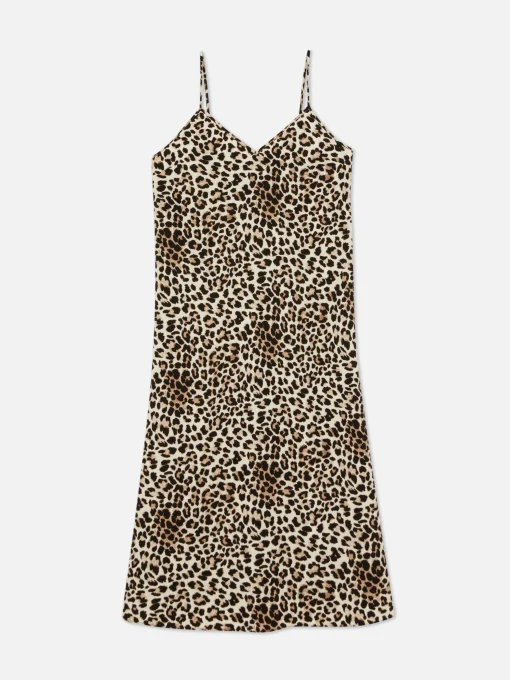 Leopard Print Midi Slip Dress