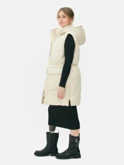 Long Hooded Puffer Vest
