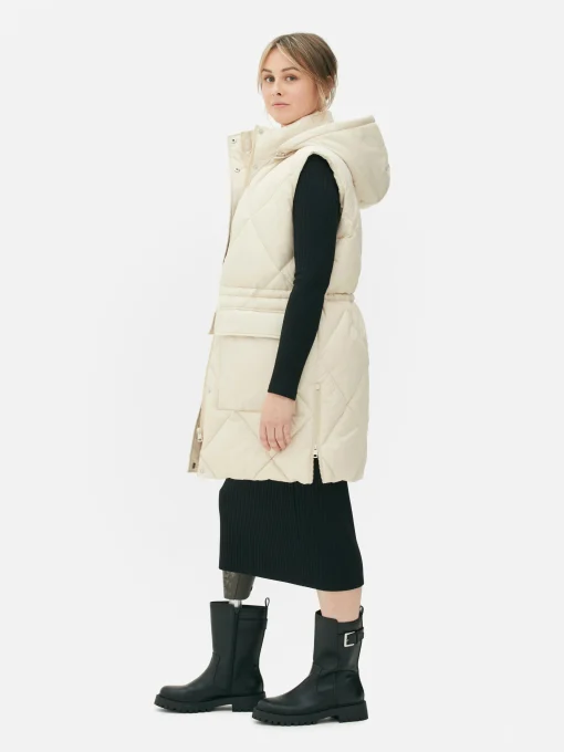 Long Hooded Puffer Vest