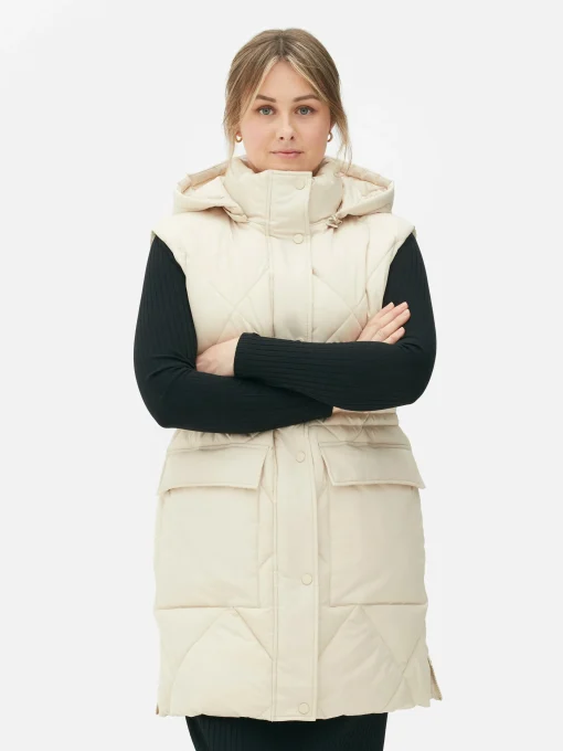 Long Hooded Puffer Vest