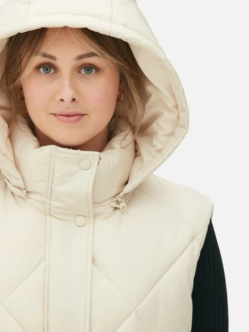 Long Hooded Puffer Vest