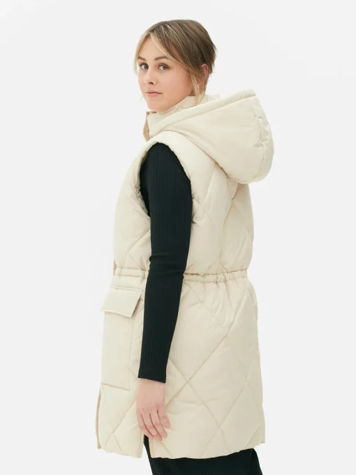 Long Hooded Puffer Vest