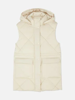 Long Hooded Puffer Vest
