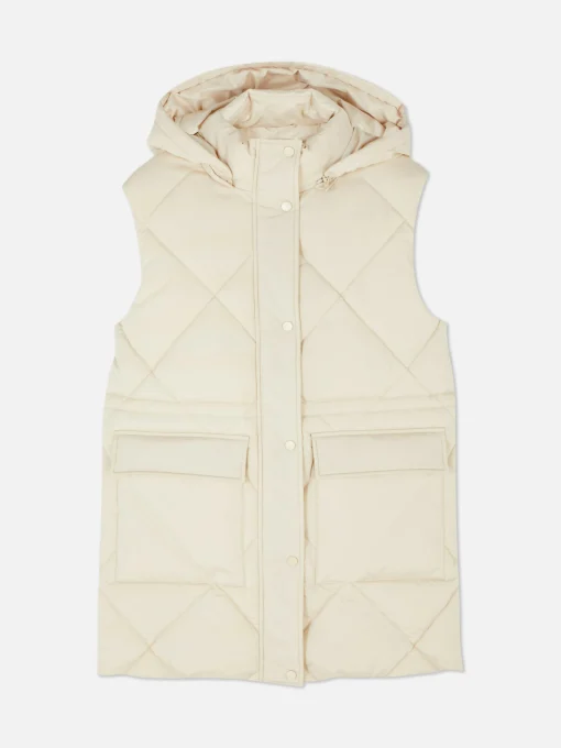 Long Hooded Puffer Vest