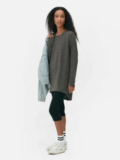 Long Sleeve Long Curved Hem Top