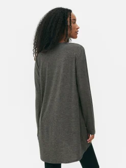 Long Sleeve Long Curved Hem Top