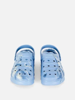 Marble Faux Fur Lined Clogs