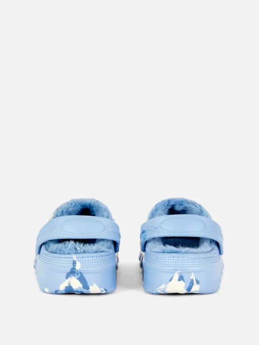 Marble Faux Fur Lined Clogs