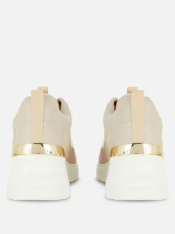Metal Trim Wedge Sneakers