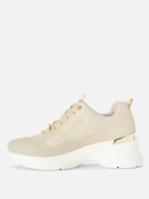 Metal Trim Wedge Sneakers