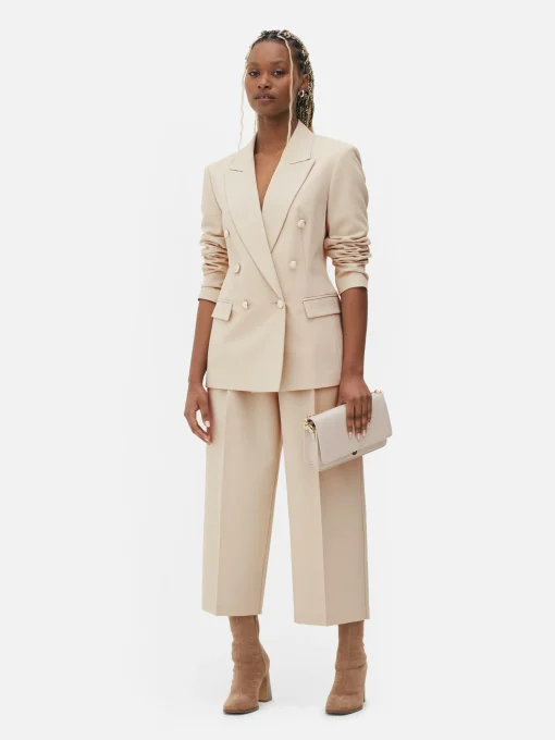 Metallic Button Double Breasted Blazer