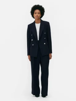 Metallic Button Double Breasted Blazer