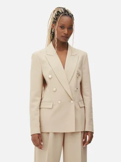 Metallic Button Double Breasted Blazer