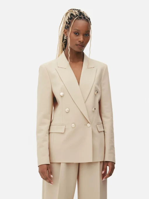 Metallic Button Double Breasted Blazer