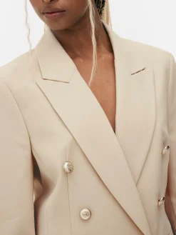 Metallic Button Double Breasted Blazer