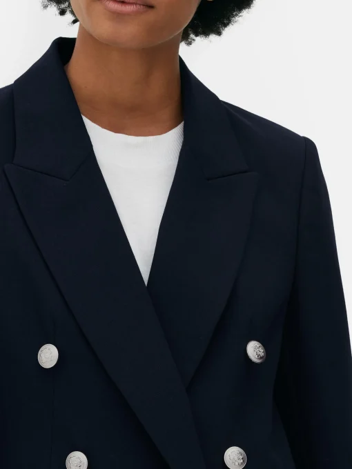 Metallic Button Double Breasted Blazer