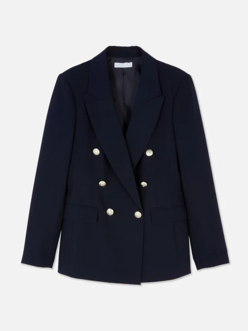 Metallic Button Double Breasted Blazer