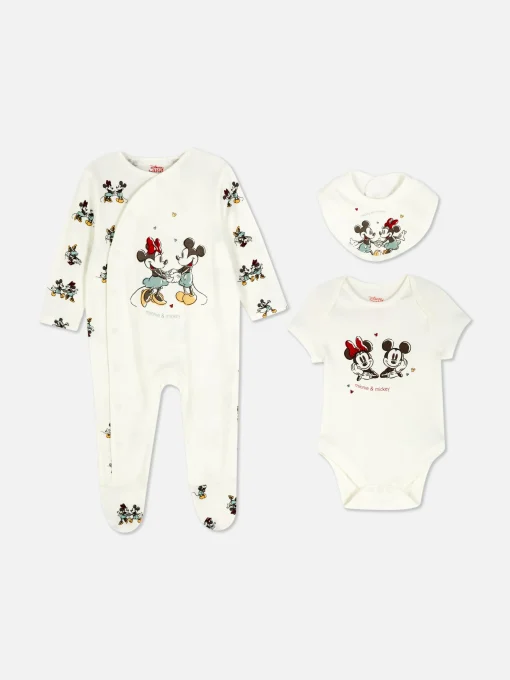 Mickey And Minnie Mouse Sleeper, Bodysuit And Bib